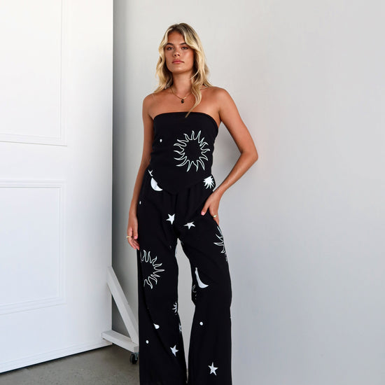 In My Dreams Scarf Pant Set | Black + White - Sol + Sand