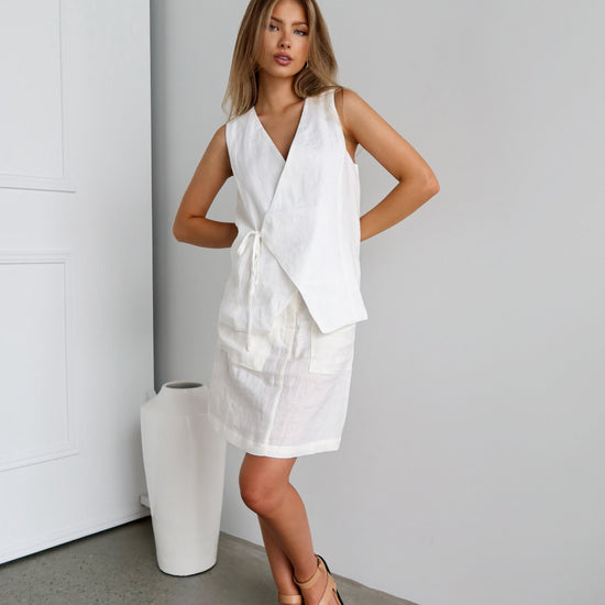 Cypress Linen Skirt | White - Sol + Sand