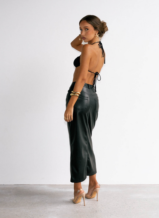 Lola Faux Leather Midi Skirt