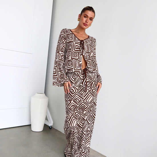 Cairo Blouse | Beige and Brown - Sol + Sand